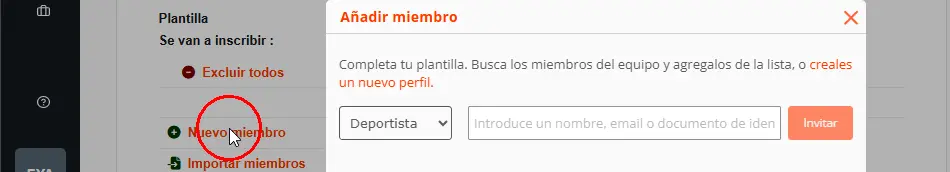 Crear deportistas, entrenadores, colaboradores, delegados