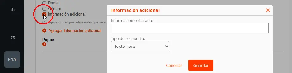Formulario de inscripción de deportistas en equipos en competiciones