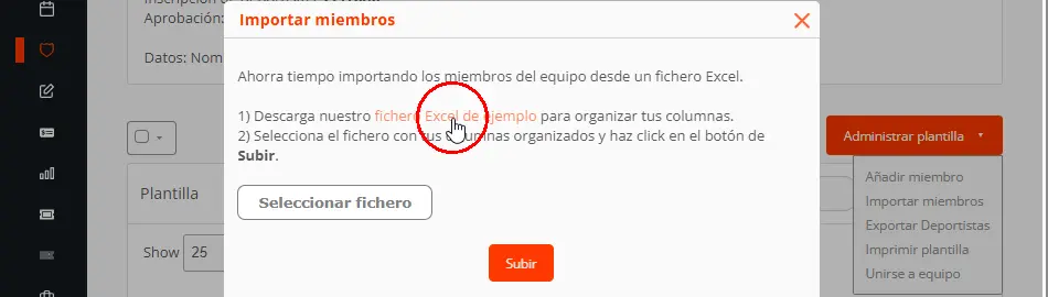 Importar jugadores en la plantilla de un equipo con Excel