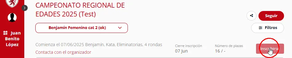 Inscribir deportistas de un club en competiciones individuales