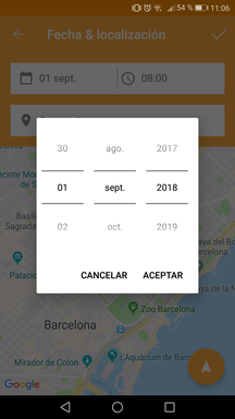 Editar fecha del partido en la aplicación móvil