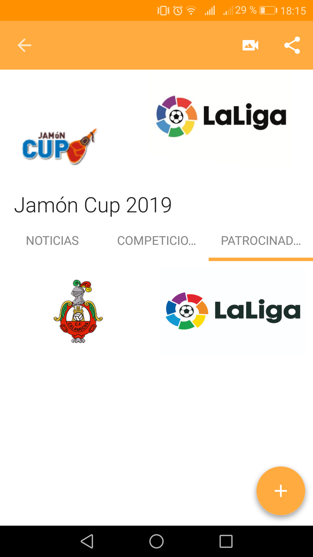 Tournament sponsors in the app