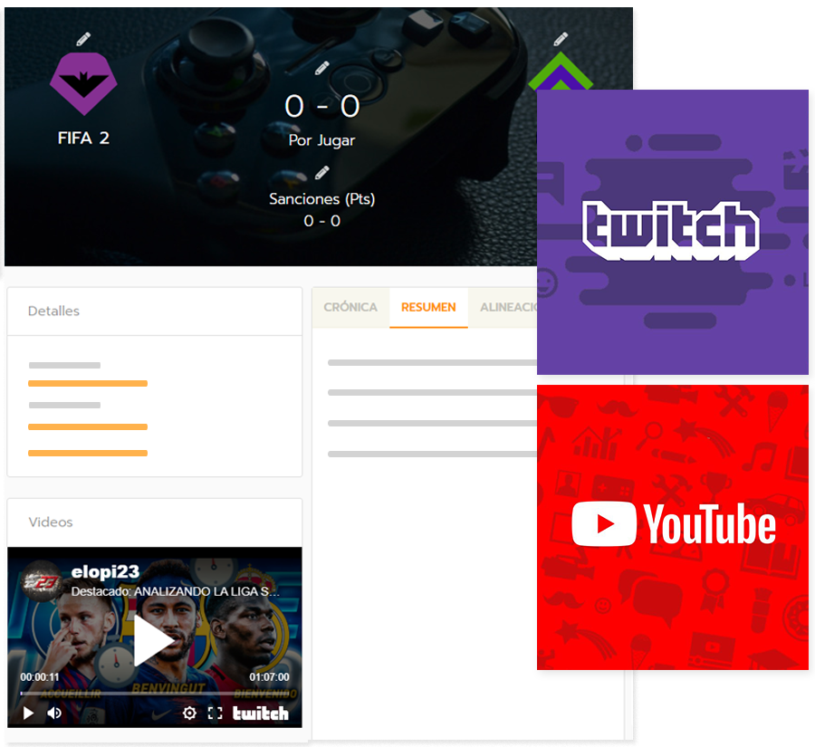 Create online eSports tournaments with news and streaming